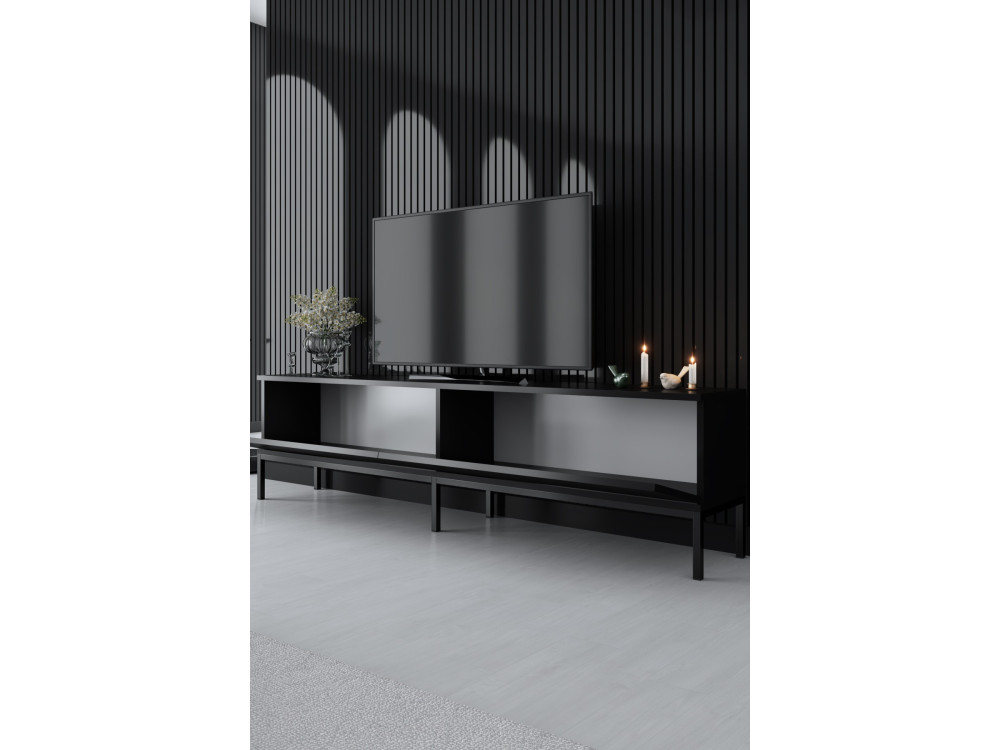 Móvel TV de madeira "Lord" - 180 x 30 x 47 cm - Preto