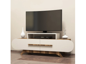 Suporte de TV em madeira "Rose" - 145 x 36 x 49 cm - Creme de nogueira 2