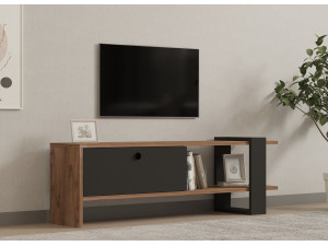 Suporte para televisor em madeira "Ova" - 120 x 25 x 36 cm - Carvalho-Antracite 2