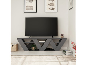 Mesa de TV em madeira "Ralla" - 158 x 30 x 40 cm - Antracite 2