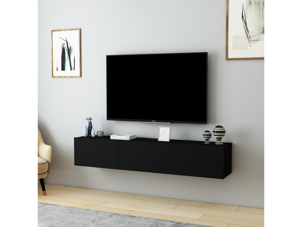 Suporte de TV em madeira "Denby" - 160 x 31 x 29 cm - Preto
