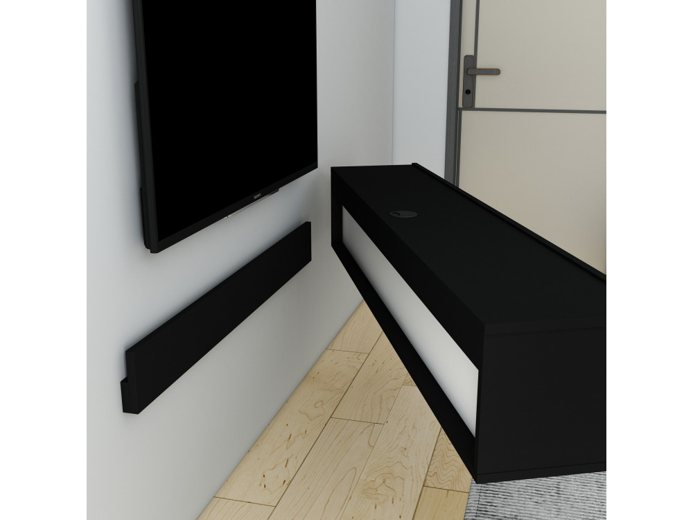 Suporte de TV em madeira "Denby" - 160 x 31 x 29 cm - Preto