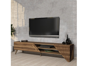 Suporte para televisor em madeira "Beril" - 180 x 40 x 37 cm - Nogueira 2