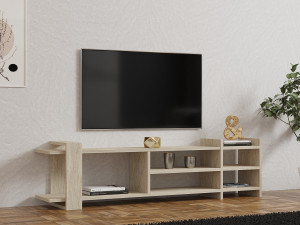Móvel TV em madeira "Zeyna" - 156 x 29 x 40 cm - Travertino 2