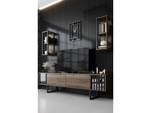 Suporte para televisor em madeira "Chrome Line" - 180 x 30 x 48 cm - NogueiraPreto 2