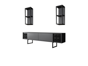 Móvel TV em madeira "Black Line" - 180 x 30 x 48 cm - Preto antracite