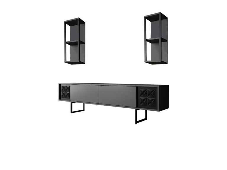 Móvel TV em madeira "Black Line" - 180 x 30 x 48 cm - Preto antracite