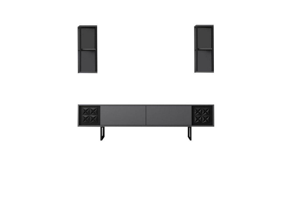 Móvel TV em madeira "Black Line" - 180 x 30 x 48 cm - Preto antracite