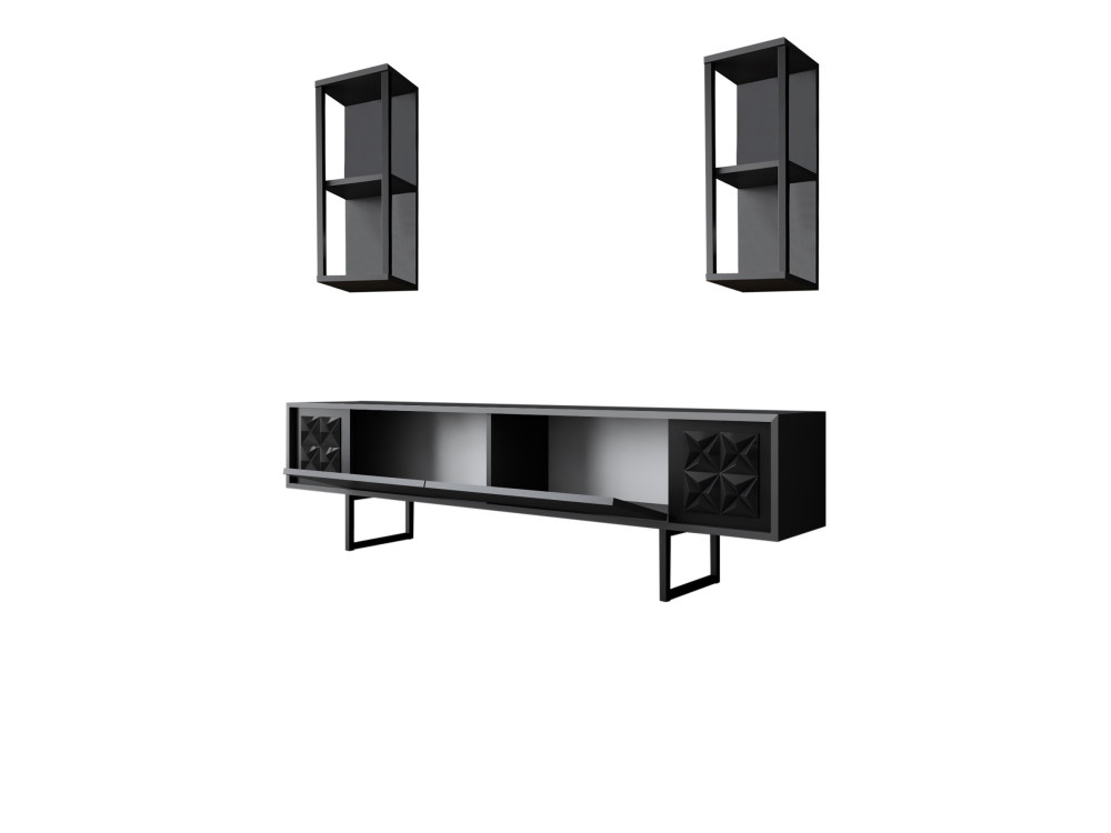 Móvel TV em madeira "Black Line" - 180 x 30 x 48 cm - Preto antracite
