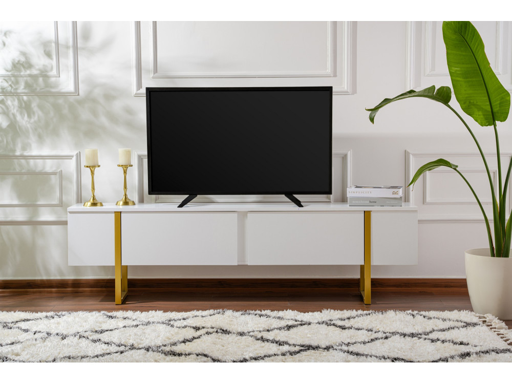 Suporte para televisor em madeira "Serenity" - 180 x 29 x 50 cm - Branco