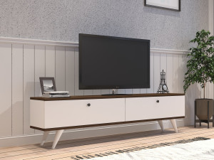 Suporte para televisor em madeira "Parlak" - 160 x 25 x 40 cm - Branco 2