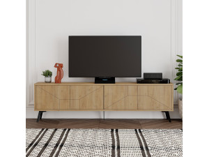 Suporte para televisor em madeira "Dune" - 180 x 29 x 50 cm - Bege 2