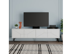 Suporte para televisor em madeira "Dune" - 180 x 29 x 50 cm - Branco 2