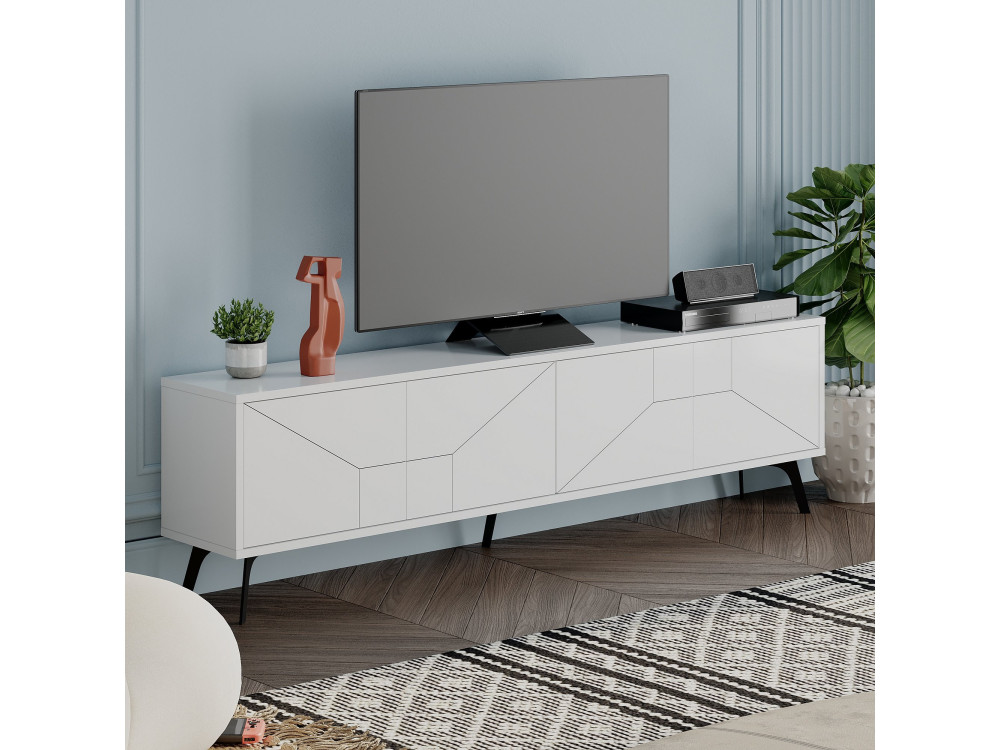 Suporte para televisor em madeira "Dune" - 180 x 29 x 50 cm - Branco