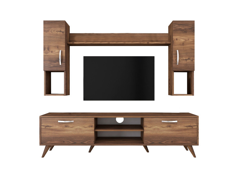 Suporte de TV em madeira "Mezalun" - 180 x 35 x 48 cm - Castanho