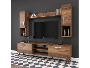 Suporte de TV em madeira "Mezalun" - 180 x 35 x 48 cm - Castanho 2