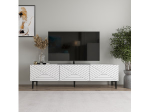 Mesa de TV de madeira "Felix" - 160 x 31 x 44 cm - Branco 2