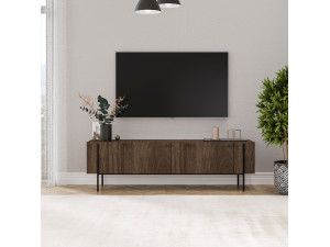 Suporte de TV em madeira "Herman" - 160 x 31 x 45 cm - Castanho 2