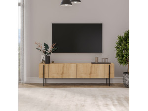 Mesa de TV de madeira "Herman" - 160 x 31 x 45 cm - Bege 2