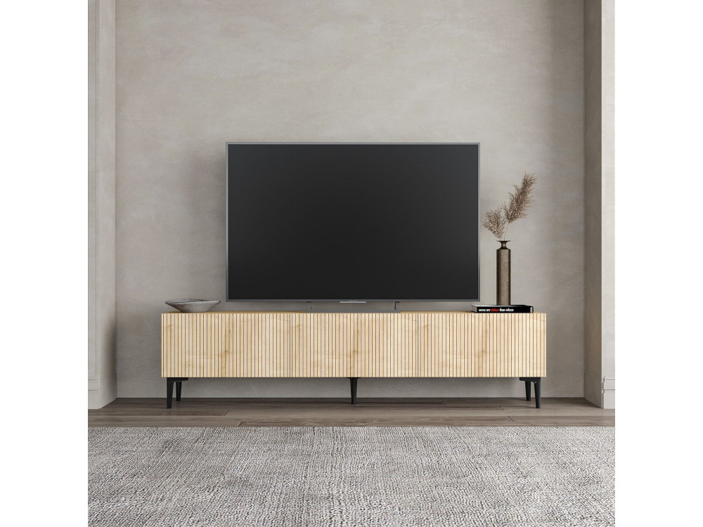 Suporte de TV em madeira "Oscar" - 180 x 31 x 45 cm - Castanho claro