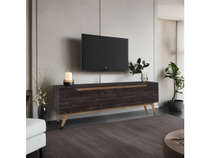 Suporte para televisor em madeira "Digi" - 180 x 35 x 48 cm - Preto 2