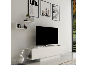 Suporte para televisor em madeira "Matera" - 150 x 31 x 41 cm - Branco 2