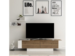 Suporte para televisor em madeira "Matera" - 150 x 31 x 41 cm - Castanho 2