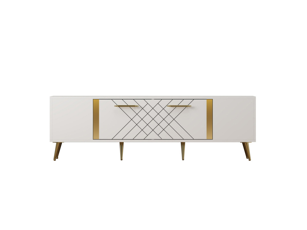Suporte de TV em madeira "Detas" - 150 x 35 x 48 cm - Dourado