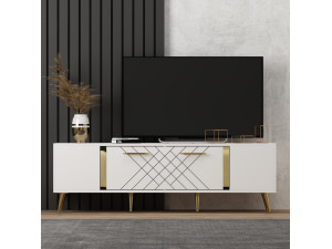 Suporte de TV em madeira "Detas" - 150 x 35 x 48 cm - Dourado 2