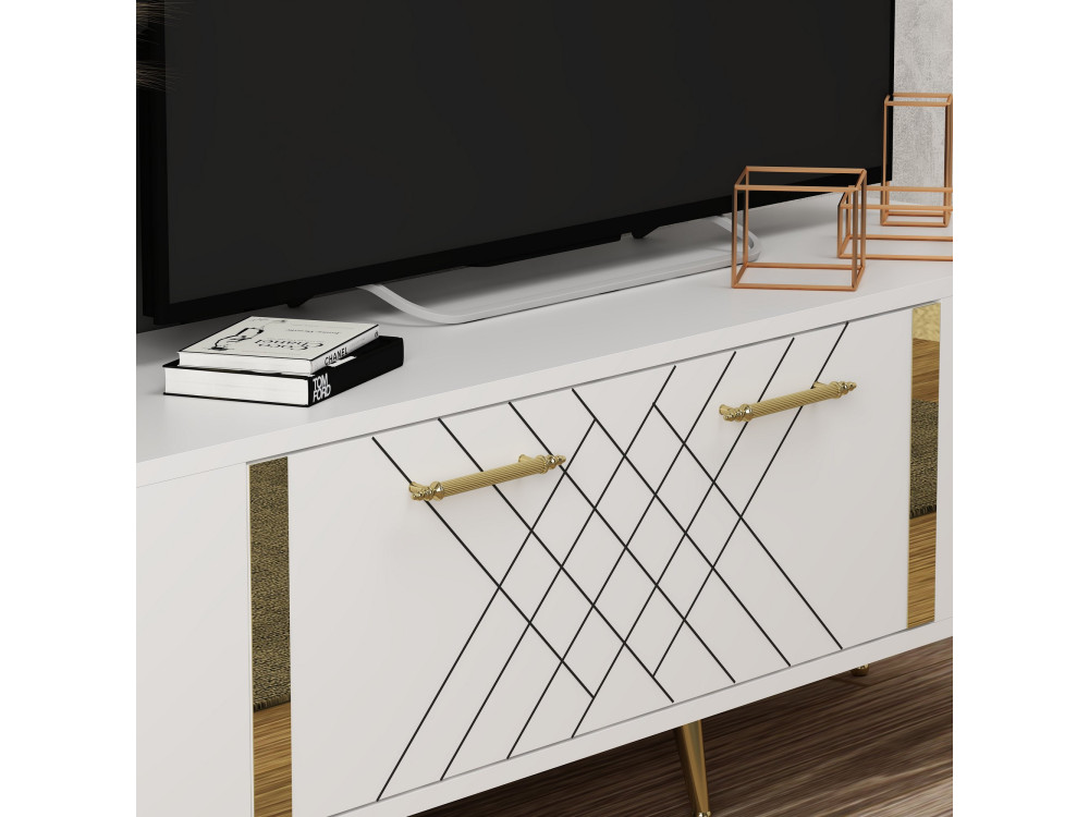 Suporte de TV em madeira "Detas" - 150 x 35 x 48 cm - Dourado