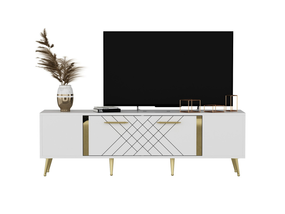 Suporte de TV em madeira "Detas" - 150 x 35 x 48 cm - Dourado