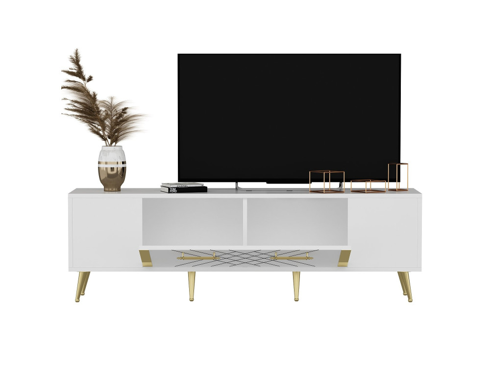 Suporte de TV em madeira "Detas" - 150 x 35 x 48 cm - Dourado