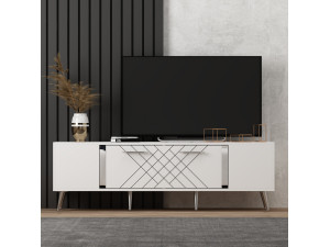 Suporte para televisor em madeira "Detas" - 150 x 35 x 48 cm - Prateado 2