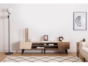 Suporte de TV em madeira "Clark" - 180 x 37 x 45 cm - Castanho 2