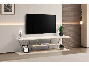Mesa de TV em madeira "Canaz" - 120 x 30 x 33 cm - Travertino 2