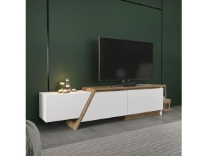Suporte de TV em madeira "Zonas" - 180 x 35 x 28 cm - Branco 2