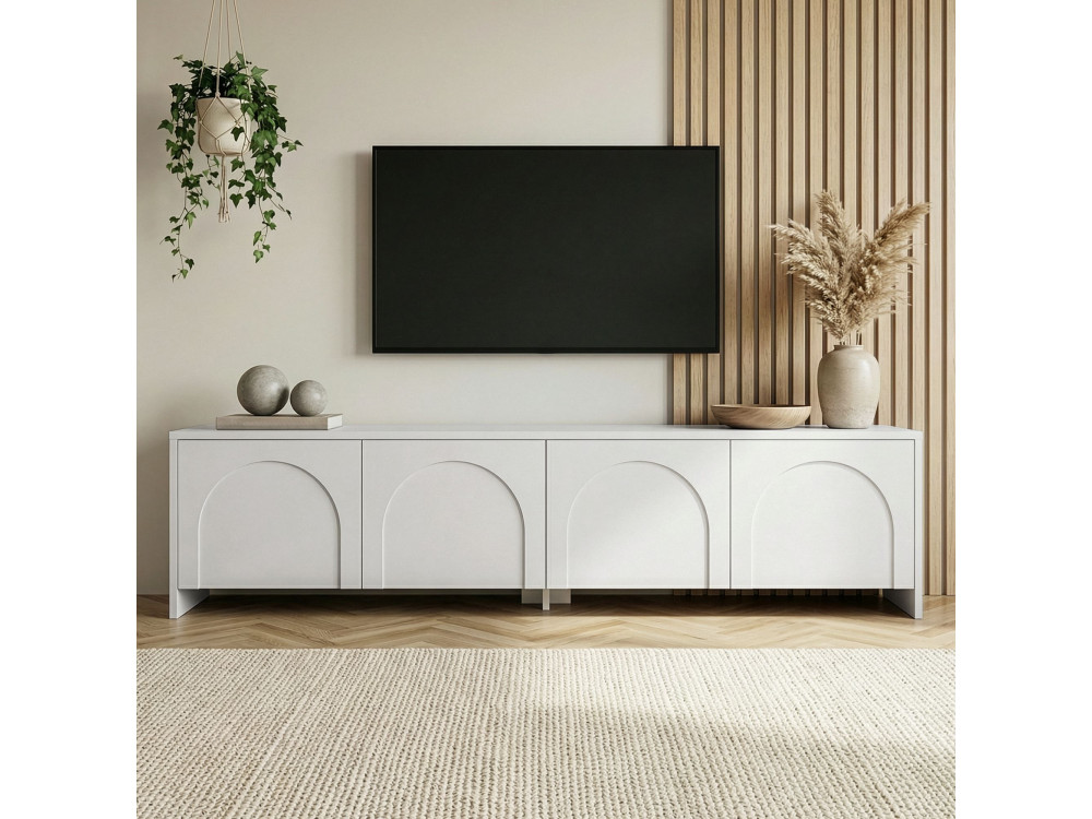 Suporte para televisor em madeira "Aurelia" - 180 x 32 x 45 cm - Branco