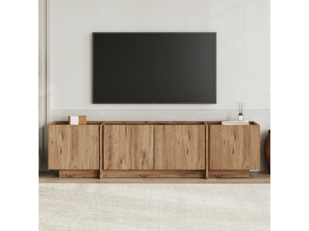 Suporte de TV em madeira "Lowen" - 180 x 35 x 46 cm - Pinho Atlântico / Antracite