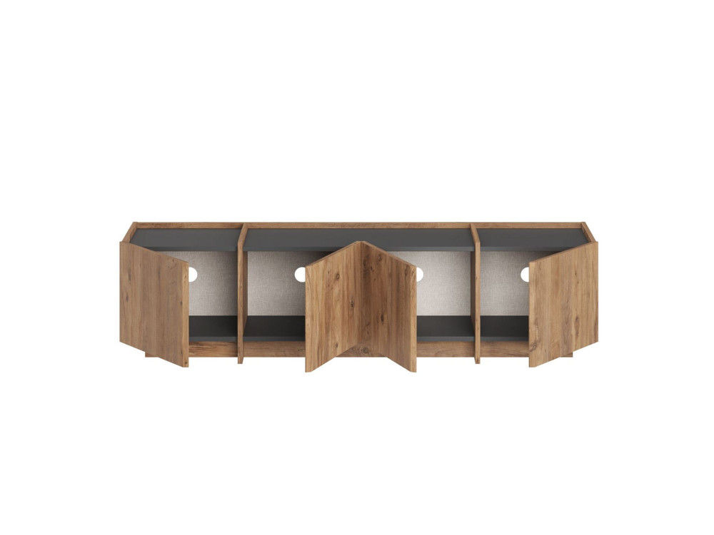 Suporte de TV em madeira "Lowen" - 180 x 35 x 46 cm - Pinho Atlântico / Antracite