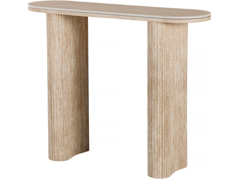 Mesa consola em travertino cerâmico "Alba" - 100 x 30 x 80 cm - Castanho