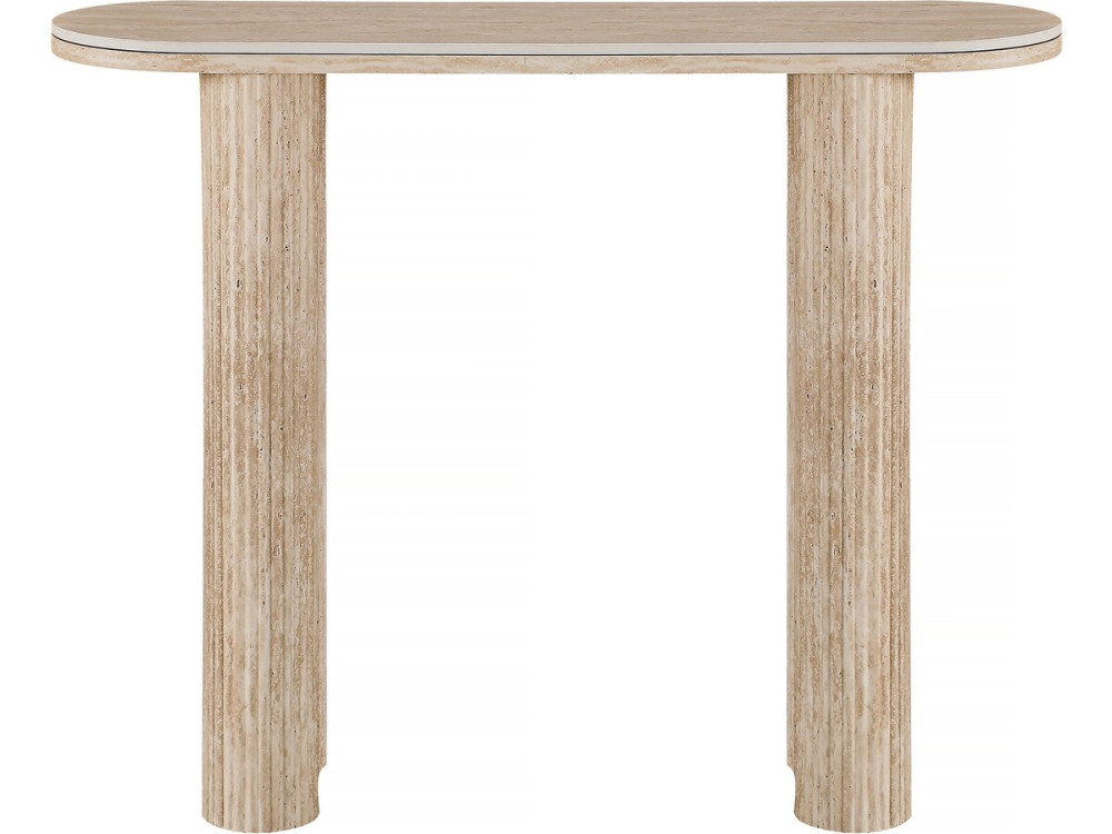 Mesa consola em travertino cerâmico "Alba" - 100 x 30 x 80 cm - Castanho