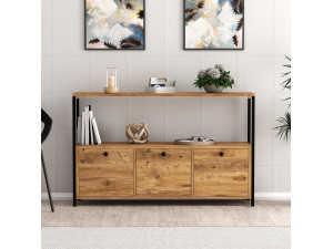 Aparador de madeira "Nero" - 120 x 30 x 75 cm - Pinho preto do Atlântico 2