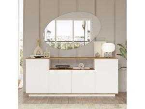 Aparador de madeira "FR15" - 180 x 44 x 75 cm - Pinho Atlântico Branco 2