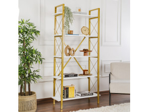 Estante de madeira "Elysian" - 90 x 33 x 180 cm - Ouro branco 2