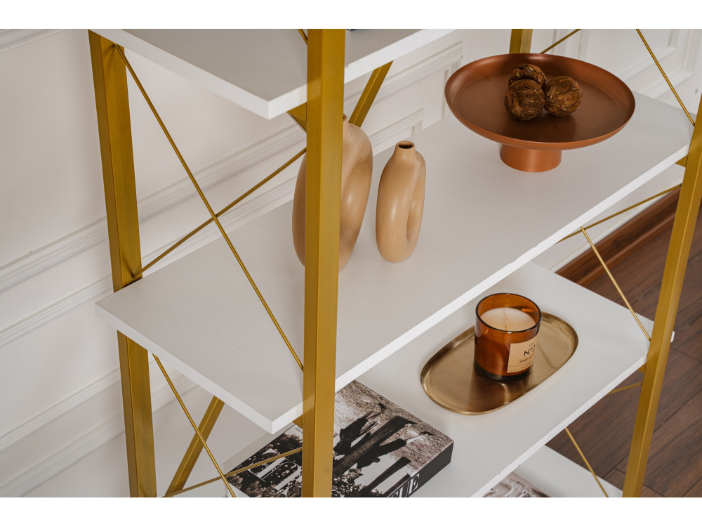 Estante de madeira "Elysian" - 90 x 33 x 180 cm - Ouro branco