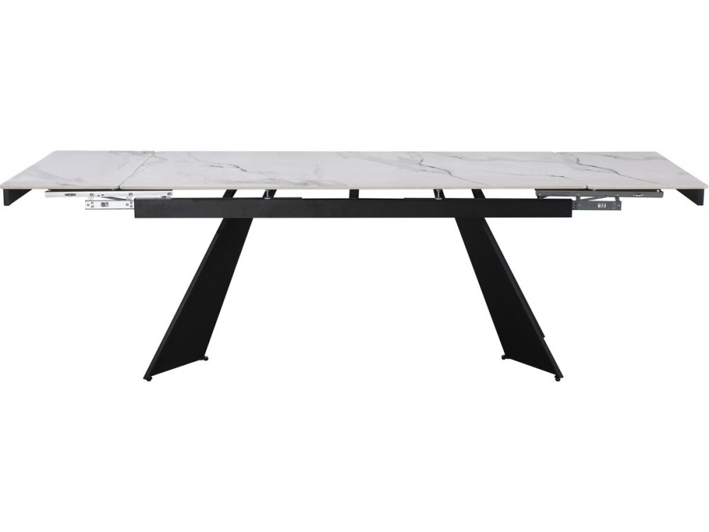Mesa de jantar extensível em cerâmica para 6 a 10 pessoas "Equinócio" - Branco marmoreado cinzento