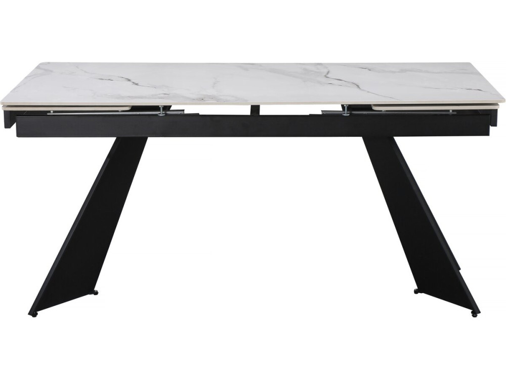 Mesa de jantar extensível em cerâmica para 6 a 10 pessoas "Equinócio" - Branco marmoreado cinzento