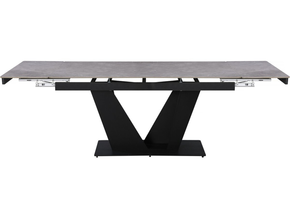 Mesa de jantar extensível em cerâmica - 160/240 cm - 6 a 10 pessoas "Nova" - Cinza marmoreado