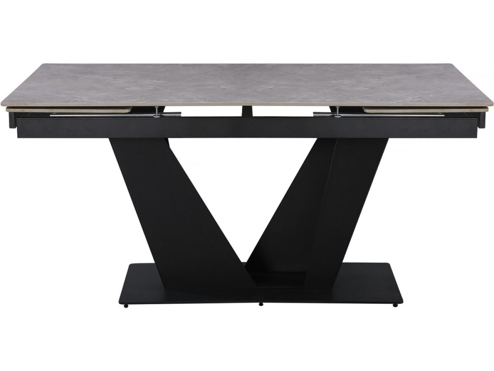 Mesa de jantar extensível em cerâmica - 160/240 cm - 6 a 10 pessoas "Nova" - Cinza marmoreado