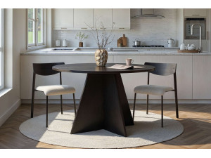 Mesa de jantar de madeira "Virella" - 120 x 120 x 75 cm - Madeira preta 2